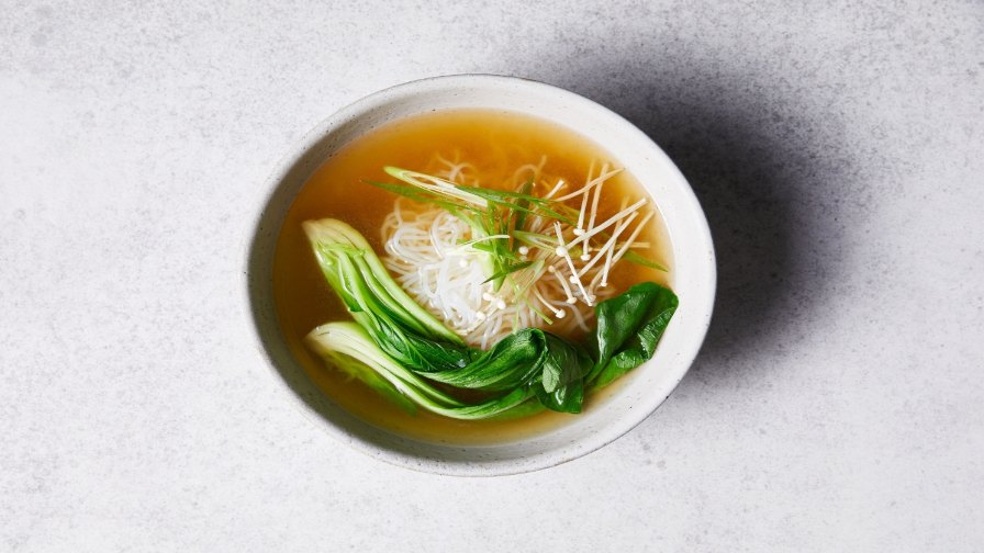 Instant Miso Soup with Enoki And Bok Choy