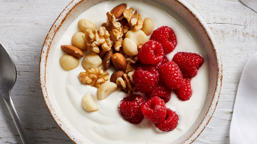 Yoghurt, Nuts and Raspberries