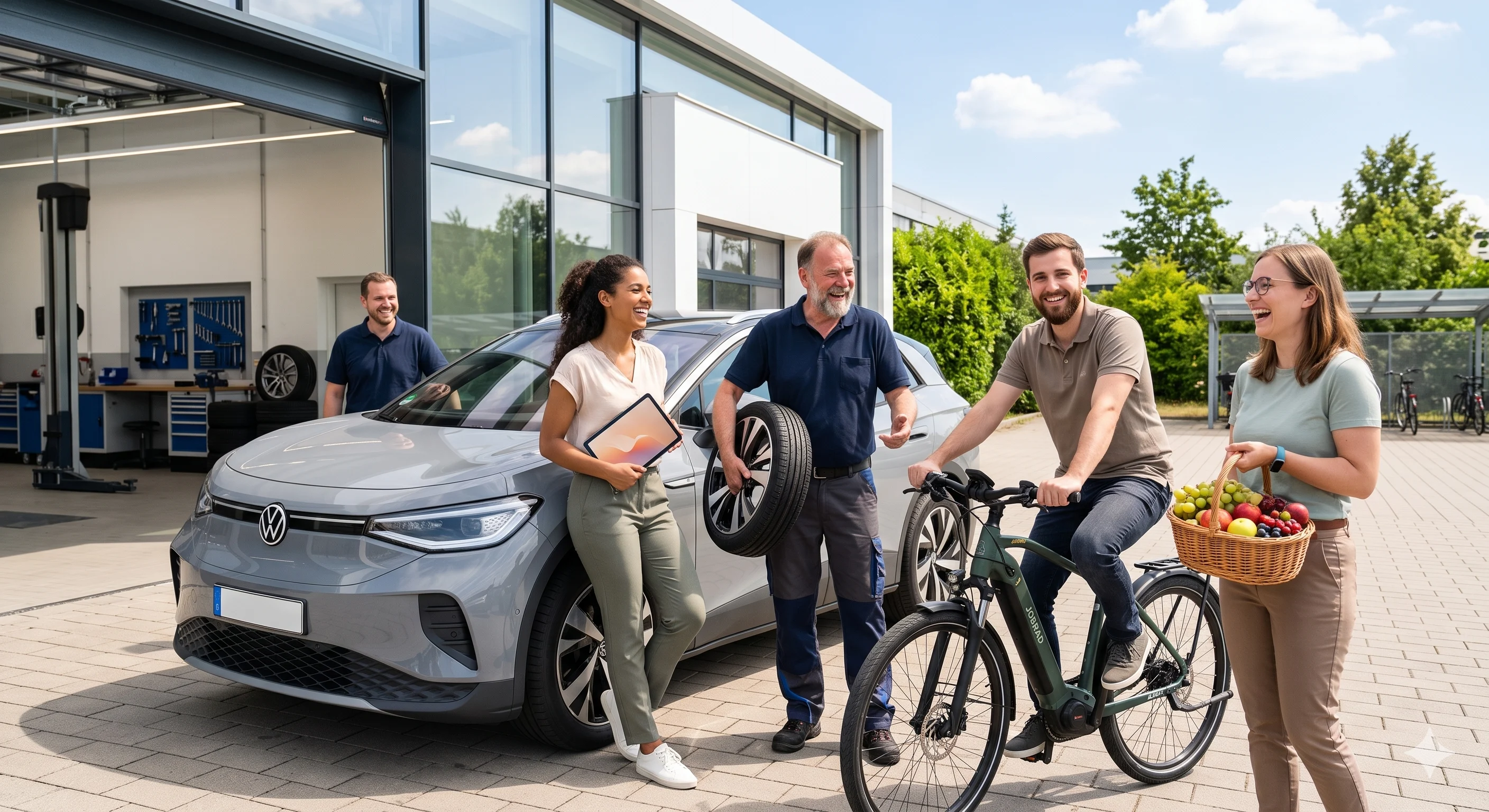 Zu sehen ist eine abstrakte Aufnahme eines CUPRA Leons im Showroom eines Autohauses. Das Bild wurde mit Bewegungsunschärfe aufgenommen und schwarz-weiß eingefärbt.