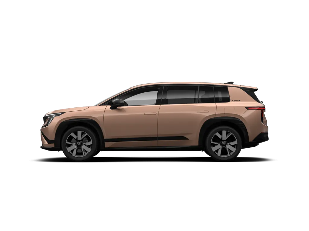 JobMobility | Inhalt | Beispielangebote - Škoda Peaq Eine Seitenansicht eines Škoda Peaq in Rosegold.