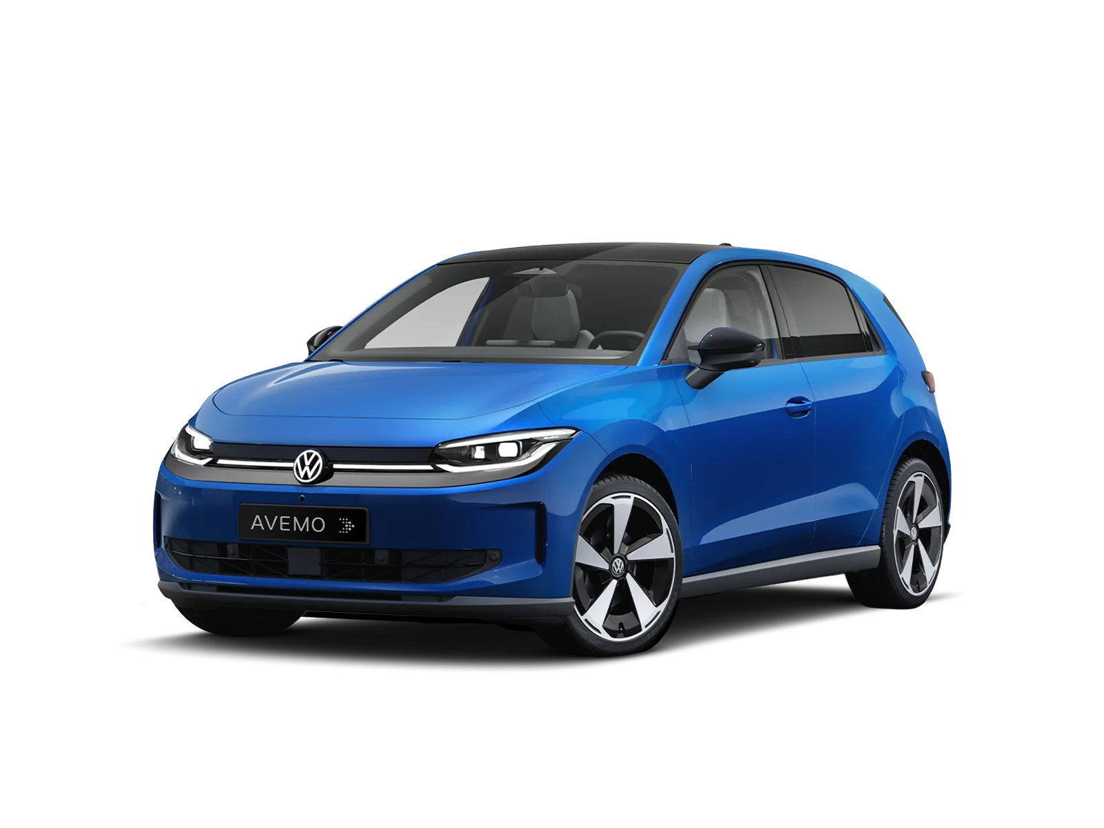 Ein Rendering eines dunkelblauen Volkswagen ID. Polo.