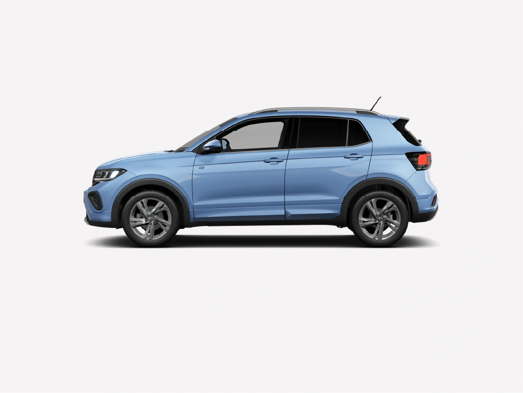 Eine Auto-Grafik auf hellgrauem Hintergrund, die die Fahrerseite eines Fahrzeug-Renderings zeigt.