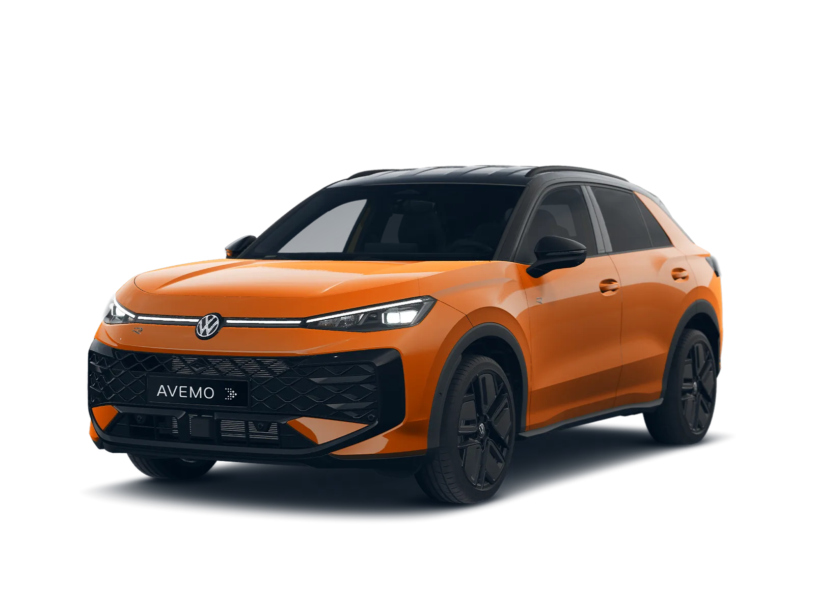 Ein Rendering eines orangenen Volkswagen T-Roc.