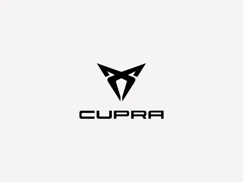 CUPRA Marke Ein Logo einer Fahrzeugmarke auf hellgrauem Hintergrund.