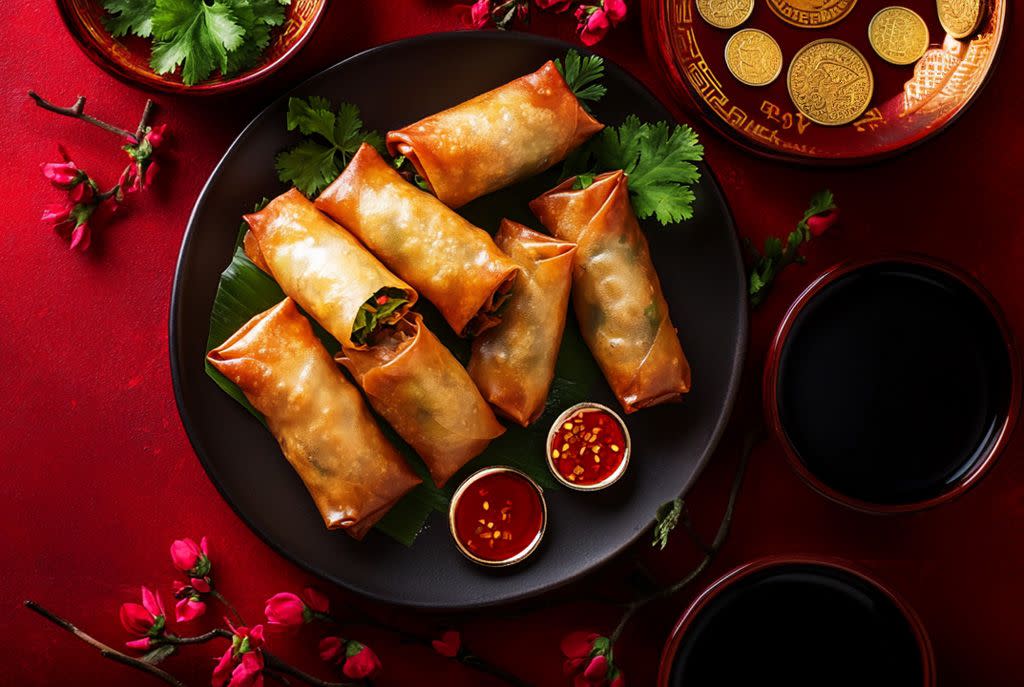 Lunar New Year Foods Spring Rolls