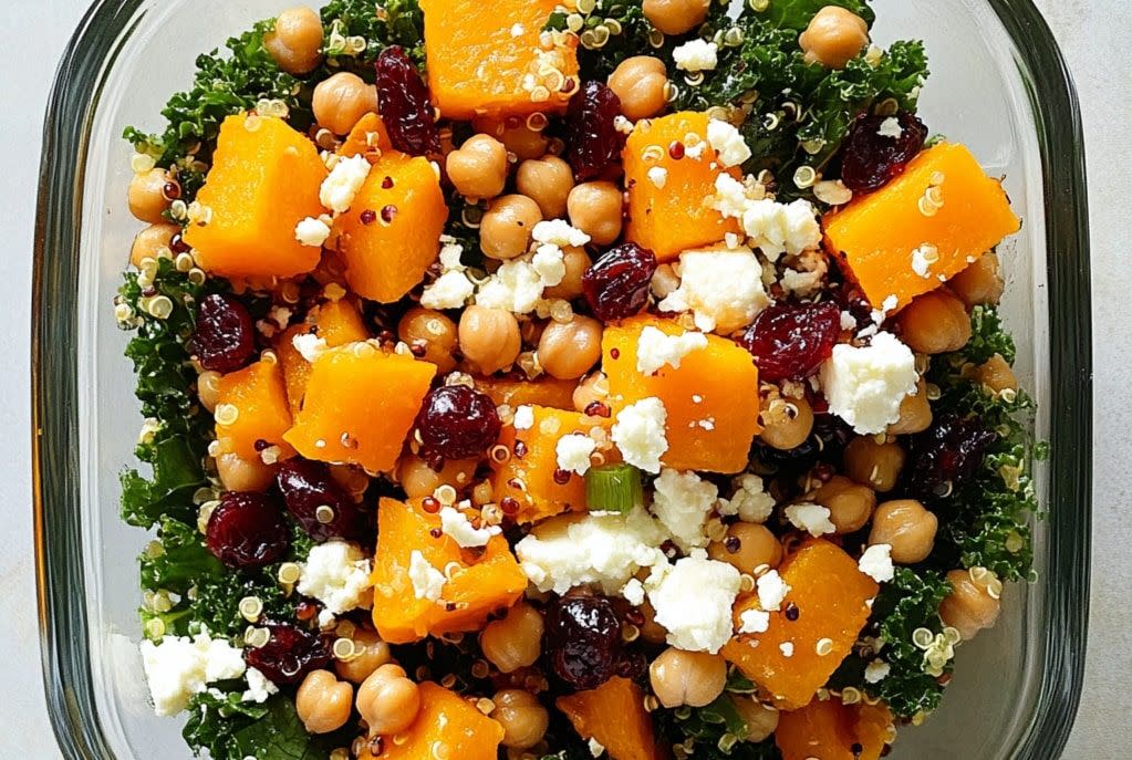 Roasted Butternut Squash & Quinoa Power Salad with Honey Balsamic Dressing