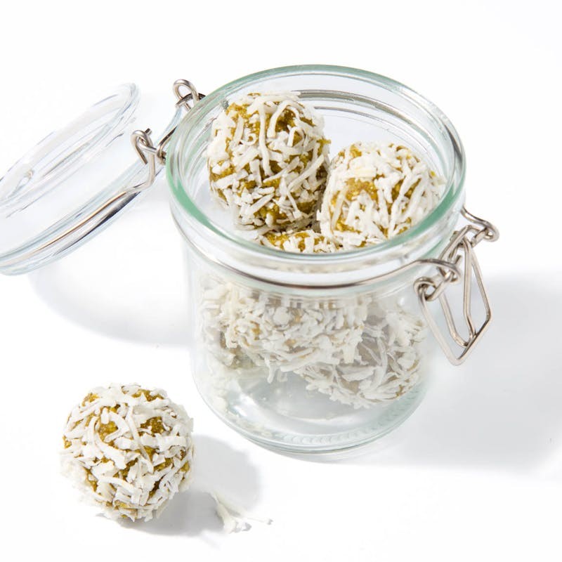 Vegan Coconut-Matcha Energy Balls by Livy’s All Day Cafe