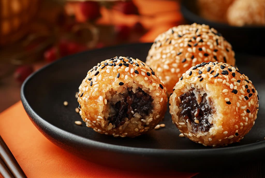 Lunar New Year Foods Jian Dui Sweet Sesame Balls