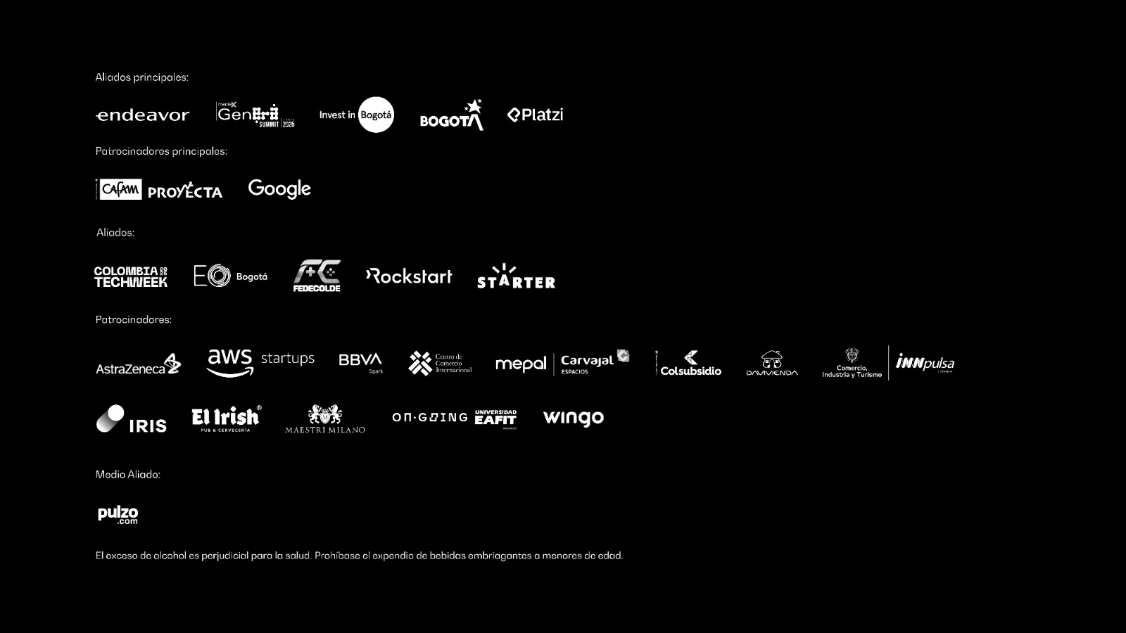 placa de logos del festival de emprendimiento de Bogotá
