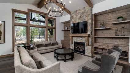 Living room in Bend with large windows