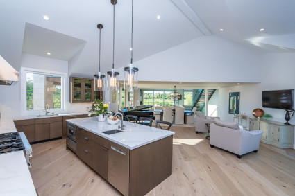 open floor plan kitchen with island