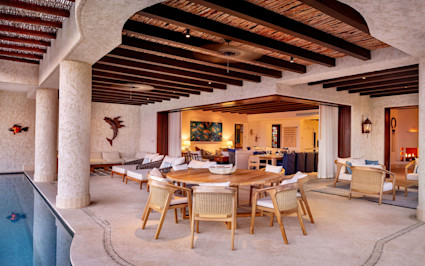 Los Cabos terrace with outdoor living space, ideal for lock-and-leave luxury living.