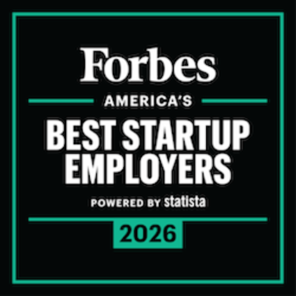 Forbes best startup employers 2026 black square logo