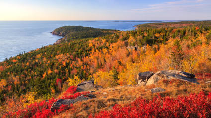 A photo of Acadia National Park, Maine, one of the most romantic fall getaways.