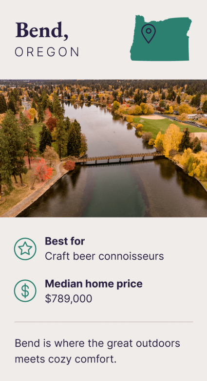 A photo of Bend, Oregon, one of the best places to buy a vacation home.