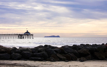 A photo shows the rocky shores of Imperial Beach, one of the best neighborhoods in San Diego.