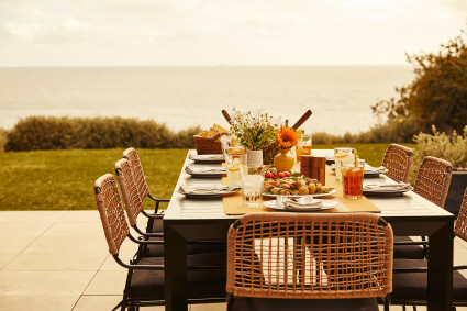 outdoor table over looking ocean
