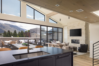 West District offers contemporary mountain living in downtown Jackson with a private deck and views that frame Teton adventures.