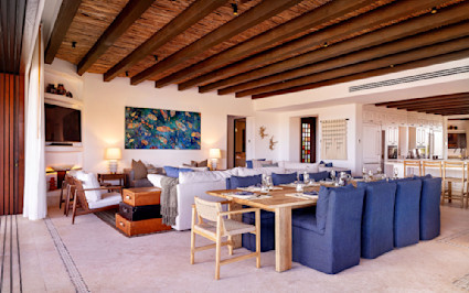 Las Ventanas in Cabo blends indoor comfort with outdoor access, showing how coastal homes can host a high-function office and relaxed downtime in one plan.