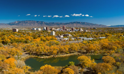 A photo of Albuquerque, New Mexico, one of the best places for fall vacations.
