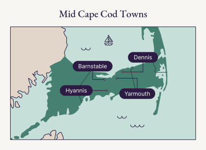 An illustrated map shows the area of mid Cape Cod.