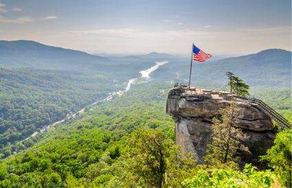 A photo of Chimney Rock State Park, one of the best places to visit in North Carolina.