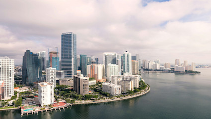 Miami skyline and waterfront views highlight the city's blend of architecture, art and open air living.