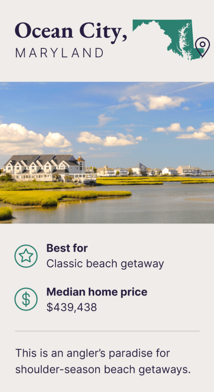 A photo of Ocean City, Maryland, one of the best places to buy a vacation home.