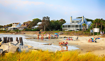 Image of people enjoying the beach on Sullivan's Island.