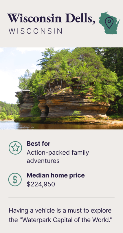 A photo of Wisconsin Dells, Wisconsin, one of the best places to buy a vacation home.