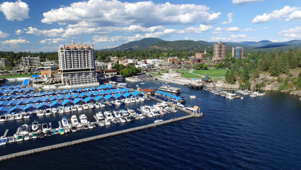Dozens of boats fill the docks of Coeur d’Alene, Idaho, embodying why it’s one of the best places for a second home.

