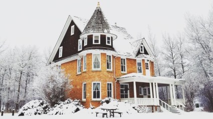Victorin house covered in snow