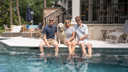 Family pool shot