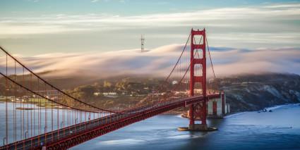 A photo of the Golden Gate Bridge in San Francisco, California, one of the best family vacation spots.