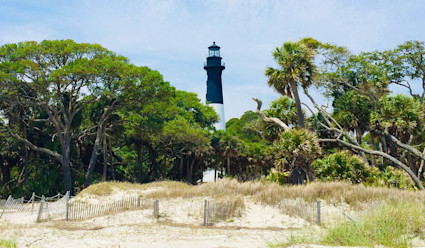 Image of a lighthouse on Hunting Island.  