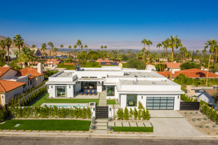 Aerial shot of palm springs home