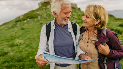 A couple goes on a hike while contemplating what to do after retirement.