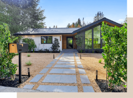 An image displays a traditional Ranch home, one of the main types of houses.