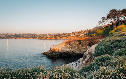 A photo shows the shores of La Jolla, one of the best neighborhoods in San Diego.