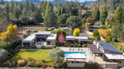 aerial shot of napa valley compound