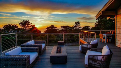 Rooftop deck with firepit and sunset views