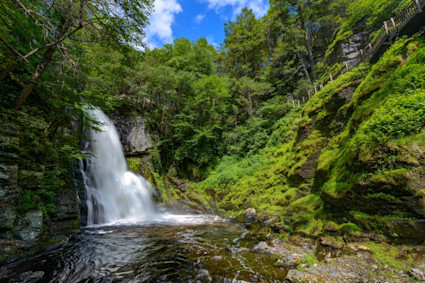 Image of a waterfall in the Pocono Mountains, Pennsylvania. 