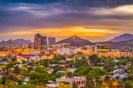 Tucson, Arizona skyline at dusk