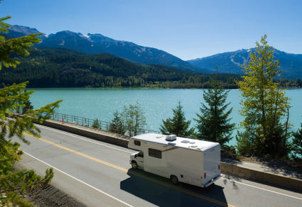 A photo of an RV, one of the many types of vacation homes.