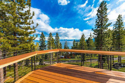 Stunning view of Lake Tahoe from a luxury vacation home patio