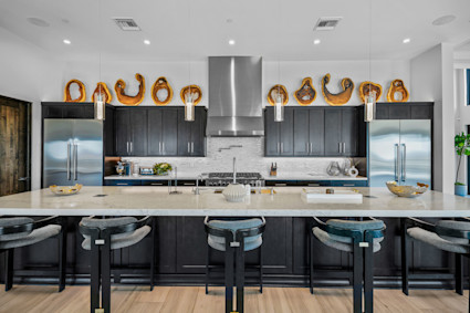 Entertainer's kitchen at Desert Haven supports chef-led dinners and relaxed winter hosting.