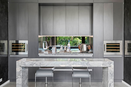 Venetian's modern dining area in Miami Beach is an effortless hub for tournament brackets, team dinners and card nights.