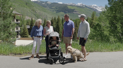 Image of Pacaso owners Dan and Kari with their kids and grandkids spending time in Vail