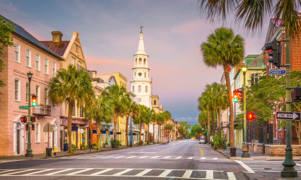 A photo of Charleston, South Carolina, one of the best places for fall vacations.

