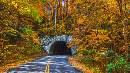 A photo of Asheville, North Carolina, one of the most romantic fall getaways.